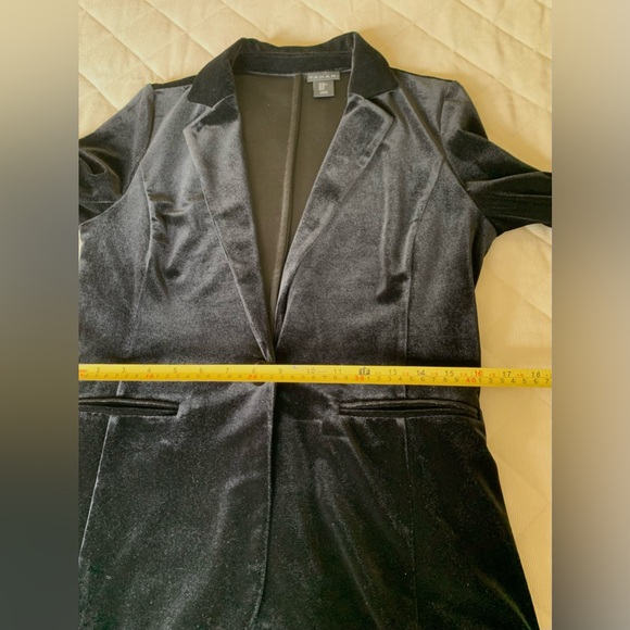 Tahari soft and shiny velvet blazer jacket single button closure pockets US M - Picture 15 of 16